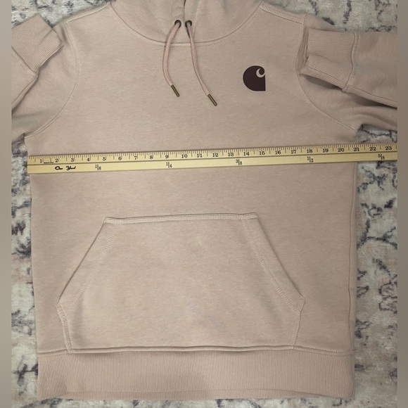 Carhartt Relaxed Fit Midweight Logo Sleeve Hoodie in Dusty Rose Pink Size Small - Picture 4 of 8